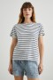 Women Classic Crew Neck T-shirt Ivory Navy Stripe | Rails Tops