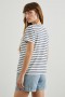 Women Classic Crew Neck T-shirt Ivory Navy Stripe | Rails Tops