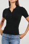 Women Court Polo Shirt Black | Rails Tops