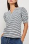 Women Jewel Top Ivory Navy Micro Stripe | Rails Tops