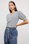 Women Jewel Top Ivory Navy Micro Stripe | Rails Tops