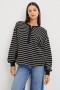 Women Joan Sweatshirt Black Ivory Stripe | Rails Sweaters