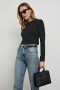 Women Long Sleeve Crew Neck T-shirt Black | Rails Tops