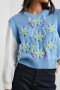 Women Tess Sweater Blue Cable Daisies | Rails Sweaters