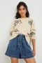 Women Zoey Sweater Ivory Navy Stitched Daisies | Rails Sweaters