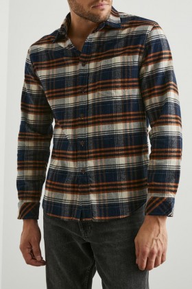 Men Forrest Shirt Oat Umber Steel | Rails Shirts