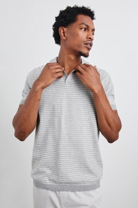 Men Hayden Polo Shirt Heather Grey Stripe | Rails T-Shirts & Polos