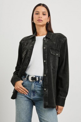 Women August Shirt Jacket Faded Black | Rails Tops