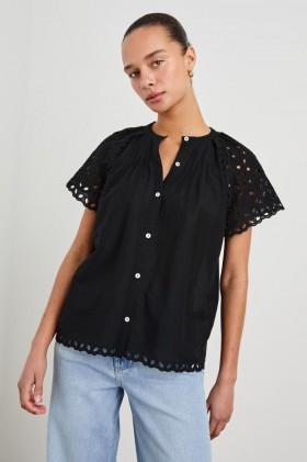 Women Cerise Shirt Black | Rails Tops