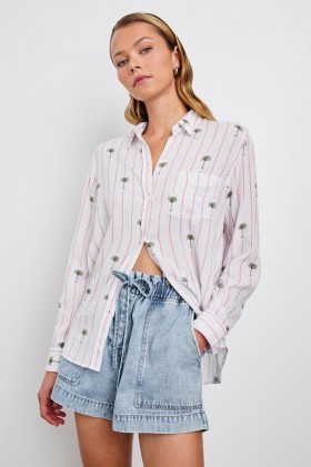 Women Charli Shirt Pink Palm Stripe | Rails Tops