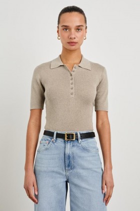 Women Court Polo Shirt Heather Oat | Rails Tops