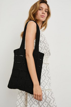 Women Crochet Tote Black | Rails