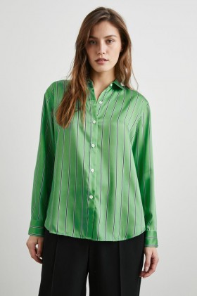 Women Elias Shirt Basil Stripe | Rails Tops