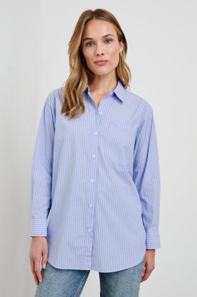 Women Elsa Shirt Oxford White Stripe | Rails Tops