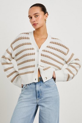 Women Geneva Cardigan Ivory Oat Stripe | Rails Sweaters