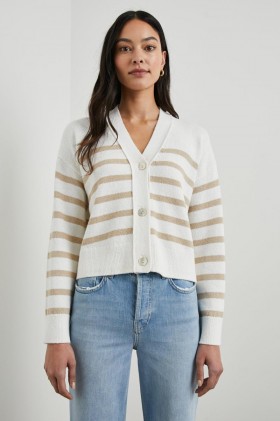 Women Geneva Cardigan Sand Stripe | Rails Sweaters