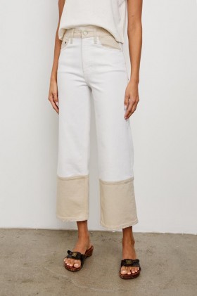 Women Getty Crop Wide Leg Crema Embroidered | Rails Denim