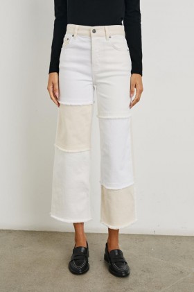 Women Getty Crop Wide Leg Ecru Patchwork | Rails Denim