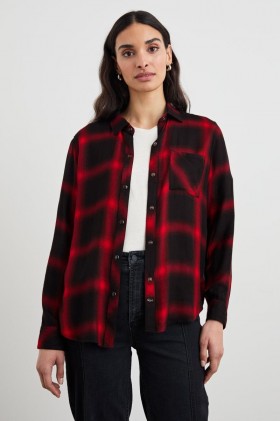 Women Hunter Shirt Diffused Cardinal Black | Rails Tops