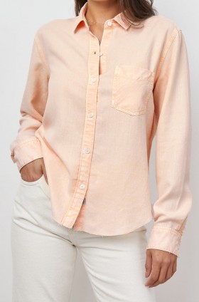 Women Ingrid Raw Hem Shirt Peach Acid Wash | Rails Tops