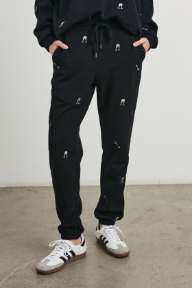 Women Kingston Pant Black Champagne Embroidery | Rails Sleepwear & Lounge