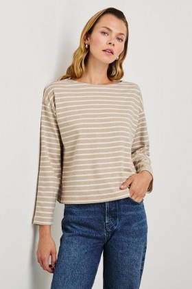 Women Macy Top Heather Beige Stripe | Rails Tops