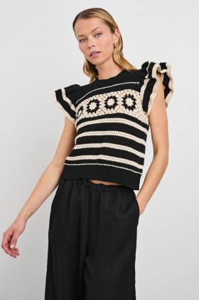Women Penelope Top Black Ivory Stripe | Rails Sweaters