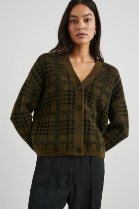 Women Reese Cardigan Olive Plaid | Rails Sweaters