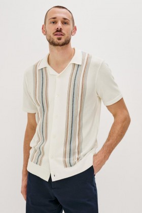  Camisa masculina Silas branca multicolorida | Camisas Rails