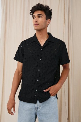  Camisa masculina Tyler preta com estampa floral | Rails Shirts