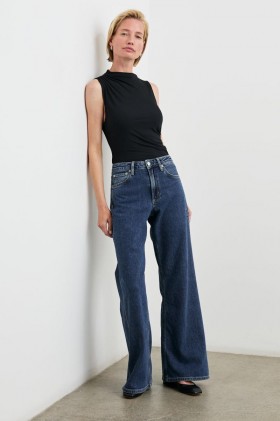  Calça feminina Angeleno Wide Leg Azul Pebble | Rails Denim