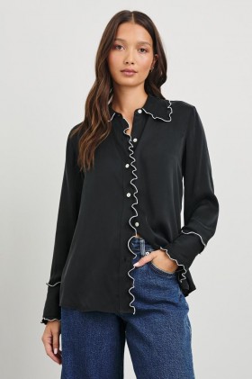  Camisa feminina Fia com detalhes em preto e branco | Rails Tops