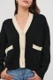 Cardigan da donna Geneva Nero Avorio | Maglioni Rails