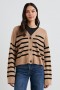  Cardigan da donna Geneva a righe nere color cammello | Rails Sweaters
