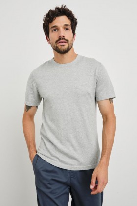  Maglietta da uomo in cotone e cashmere Mason, grigio mélange | Magliette e polo Rails