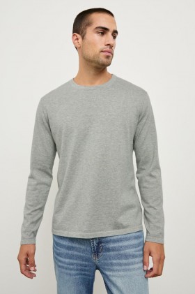 Maglietta a maniche lunghe Quentin in cotone e cashmere grigio mélange da uomo | Magliette e polo Rails