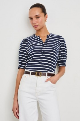  Top gioiello da donna a righe blu navy e avorio | Rails Tops