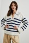  Dame Athena Genser Elfenben Marineblå Stripe | Rails Gensere
