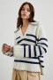  Dame Athena Genser Elfenben Marineblå Stripe | Rails Gensere