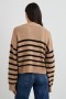  Genève Cardigan med kamelfarget, svart stripe til dame | Rails Gensere