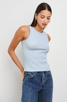  Damtoppar Racer Tank Chambray Blå Randig | Rails