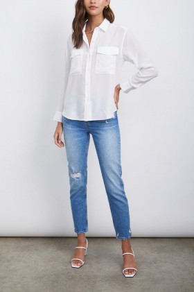  Camisa Cori de seda blanca para mujer | Rails Tops