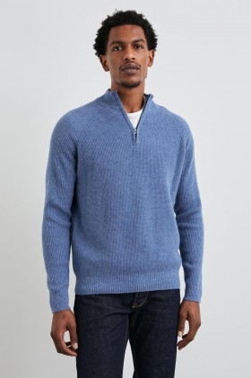 Pánské svetry Stark Quarter Zip Cerulean Melange | Rails