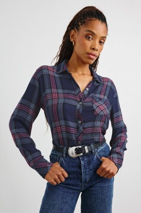  Dames Hunter Shirt Navy Rose Astor | Rails Tops