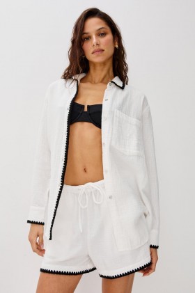  Dames Rails X Lspace Idania Shirt Zwart Blanket Stitch | Tops