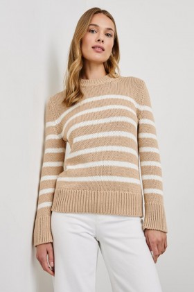  Pull Alise pour femme, rayures ivoire et bouleau | Pulls Rails