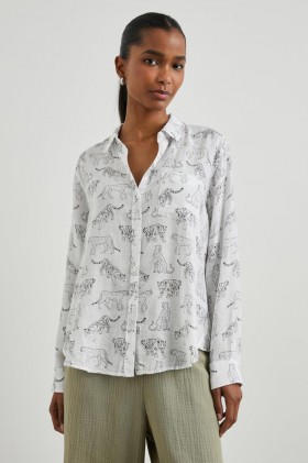  Chemise Charli pour femme, motif chats de la jungle ivoire | Rails Tops