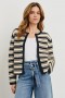  Damen-Cardigan „Nelly“ mit marineblauen und haferfarbenen Streifen | Rails Pullover