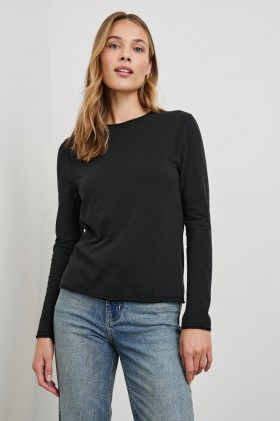 Schwarzes Damen-Langarmshirt mit Rundhalsausschnitt | Rails Tops