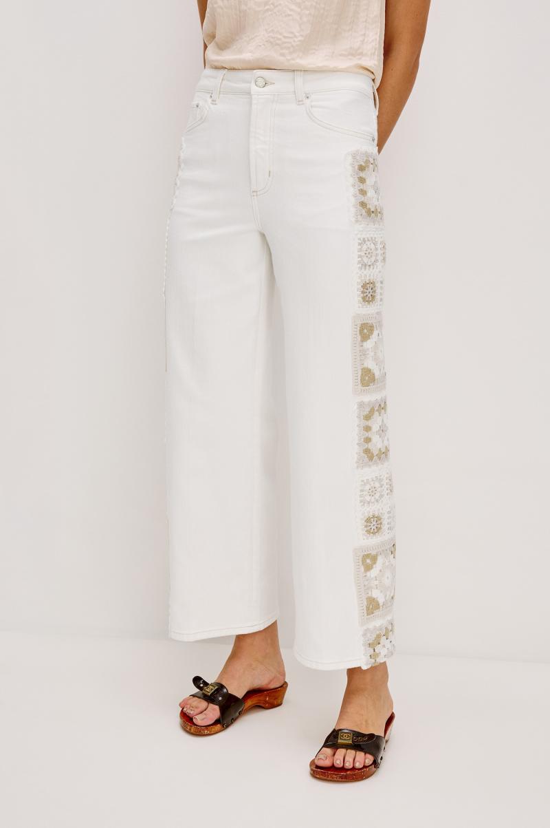 Women Getty Crop Wide Leg Vintage Ecru Crochet | Rails Denim